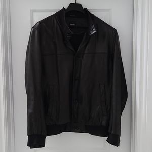 Hugo Boss Lamb Skin Leather Bomber Jacket